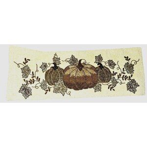 Beaded Pumpkin Table Runner 16" X 36" Autumn Harvest Decor